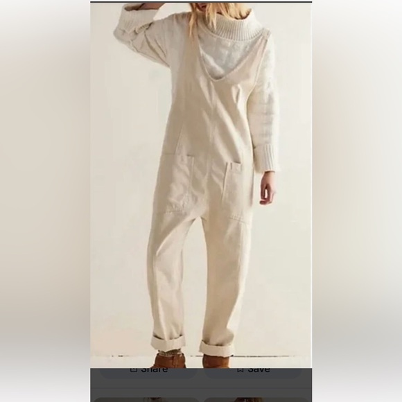 Free People high roller Ivory Overalls - Picture 1 of 2